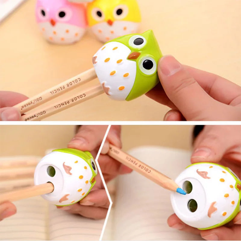 Kawaii Novelty Double Hole Owl Pencil Sharpener - Creative Children&