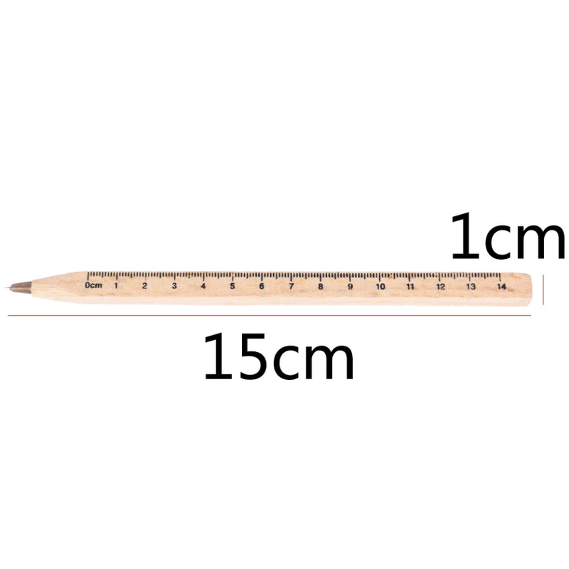 Handmade Wooden Environmental Blue Ballpoint Pen With 14 cm Ruler - Multifunctional Ruler Ballpoint Pen - School And Office Supplies