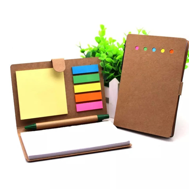 Multi-function Sticky Notes Set - Kraft Paper Notebook Personalized Notepads With Pens