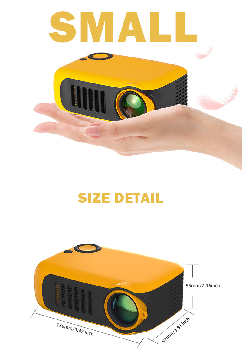 A2000 Mini Portable Projector - 800 Lumen Supports 1080P LCD 50000 Hours Lamp Life - Home Theater Video Projector for Power Bank