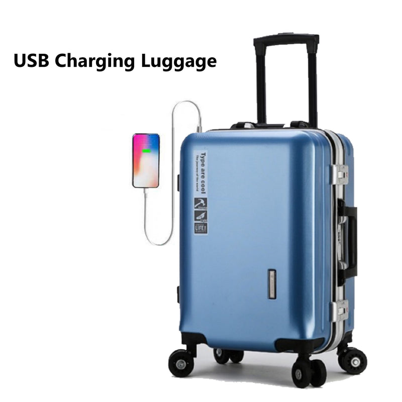 USB Charging Travel Luggage - PC & ABS - 20 Inch & 26 Inch