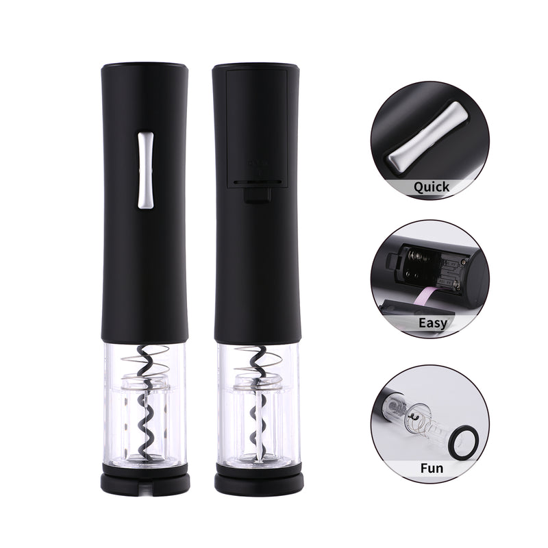 Electric Wine Bottle Opener with Foil Cutter - Automatic Single Button Action - Battery Operated - Fast Corkscrew Remover - Perfect for Restaurant - Hotel Party and Home Use