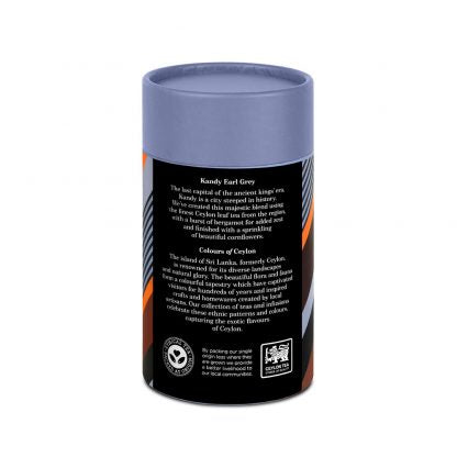 JAF TEA - Colours of Ceylon - Kandy Earl Grey - Flavoured Whole Leaf Black Tea - 50g Paper Canister