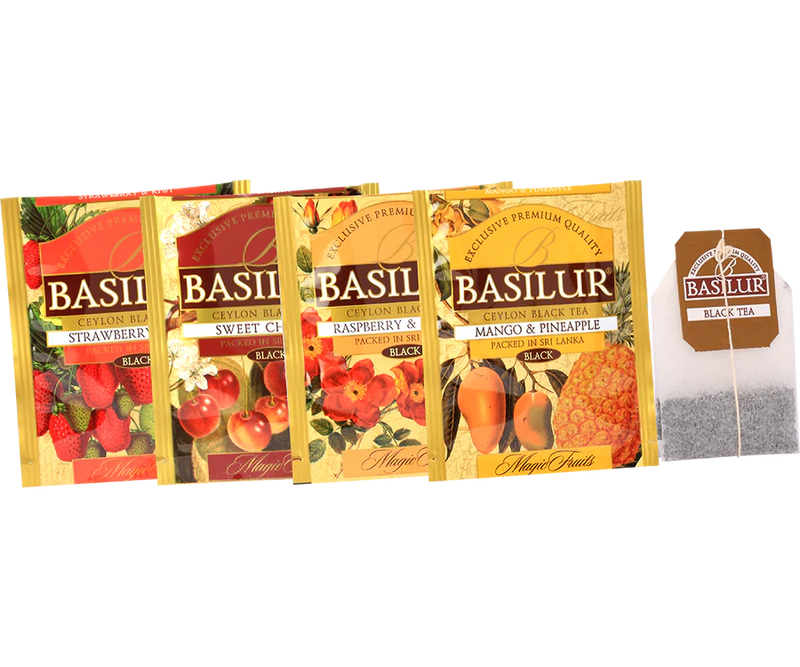 BASILUR TEA - Tea Bag - Fantastic Fruits Assorted - Foil Enveloped Tea Bags 40 Bags