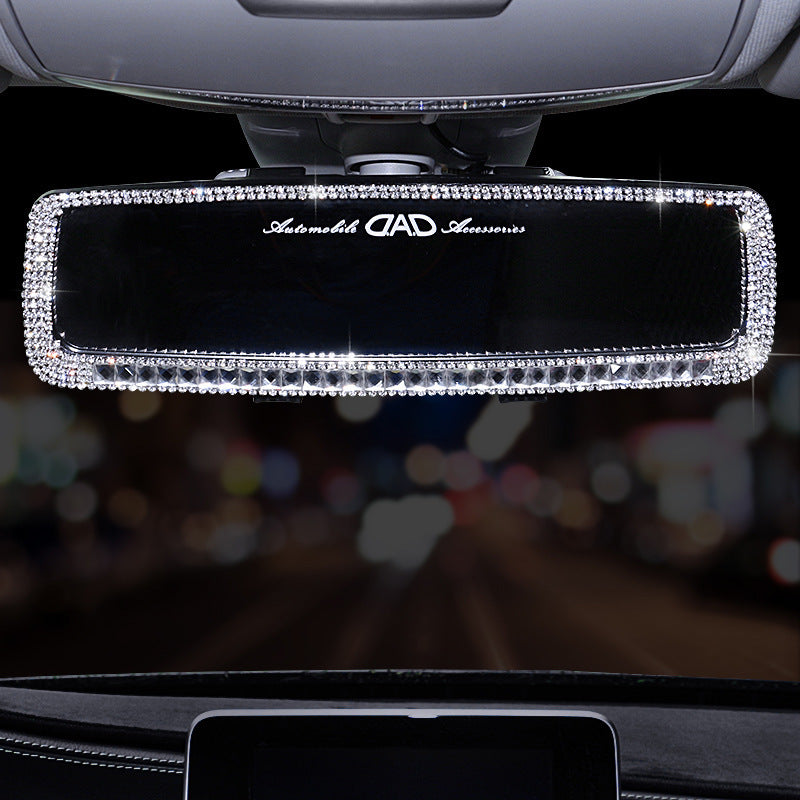 Bling Car Rear View Mirror - Bling Car Accessories for Women - Universal Interior Clip on Panoramic Rearview Mirror Diamond - Give A New Look in Your Car