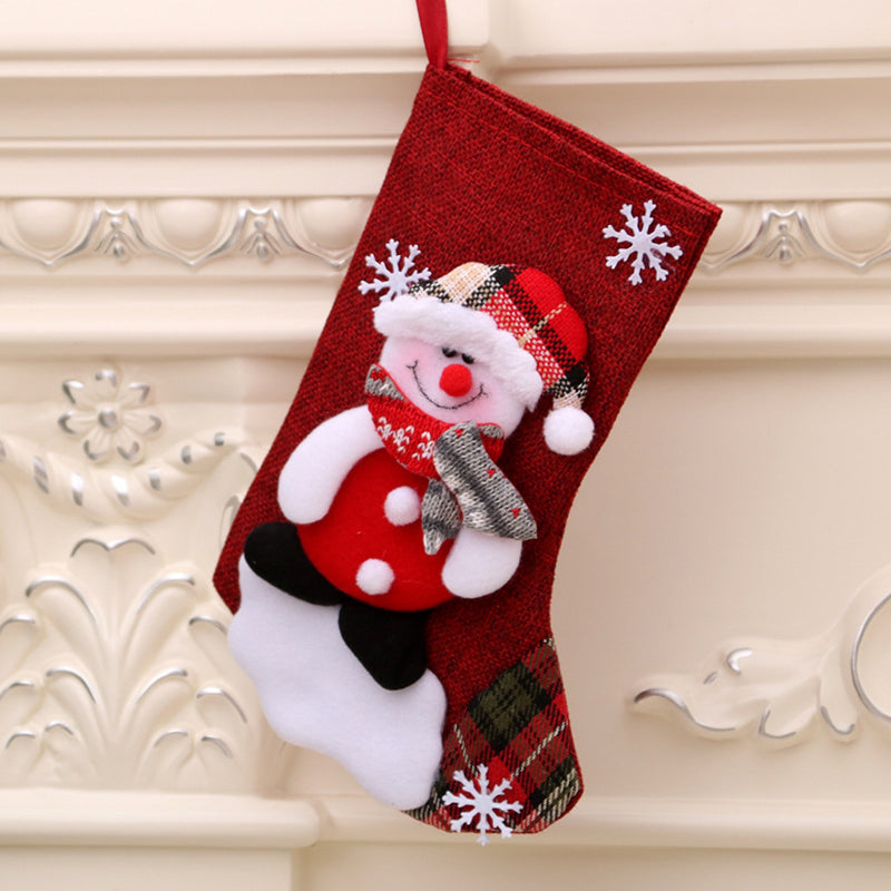 Christmas Socks - Linen - Stocking Christmas Tree Ornaments Decoration - Gift Card Bags Holders - Holiday Party Decoration