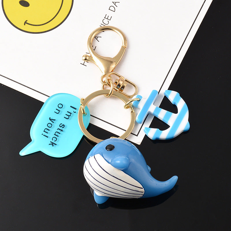 Cartoon Whale Couple Key Chain - Car Key Chain - Creative Girl Bag Pendant