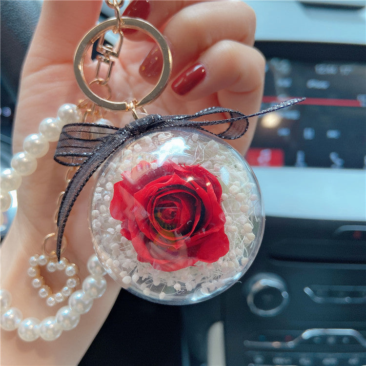 Handmade Immortal Flower Keychains - Plastic Pearl Strings - Perfect Clothing and Bag Accessories Gifts ( One Piece )