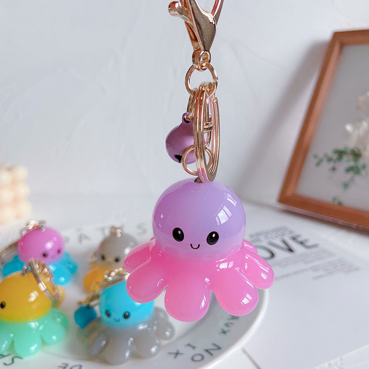 Induction Flash Octopus Figure Keychain - Cute Contrast Color Keychain Bag Pendant - Acrylic