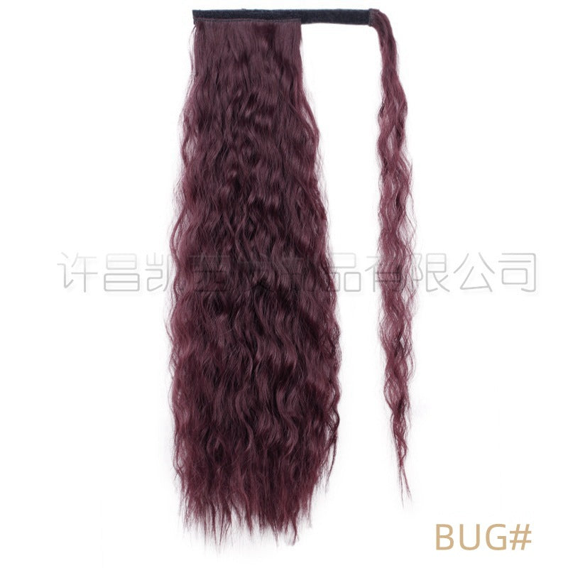 European and American Long Curly Wigs - Corn Perm Velcro Hair Extensions - Ponytail Chemical Fiber Wigs