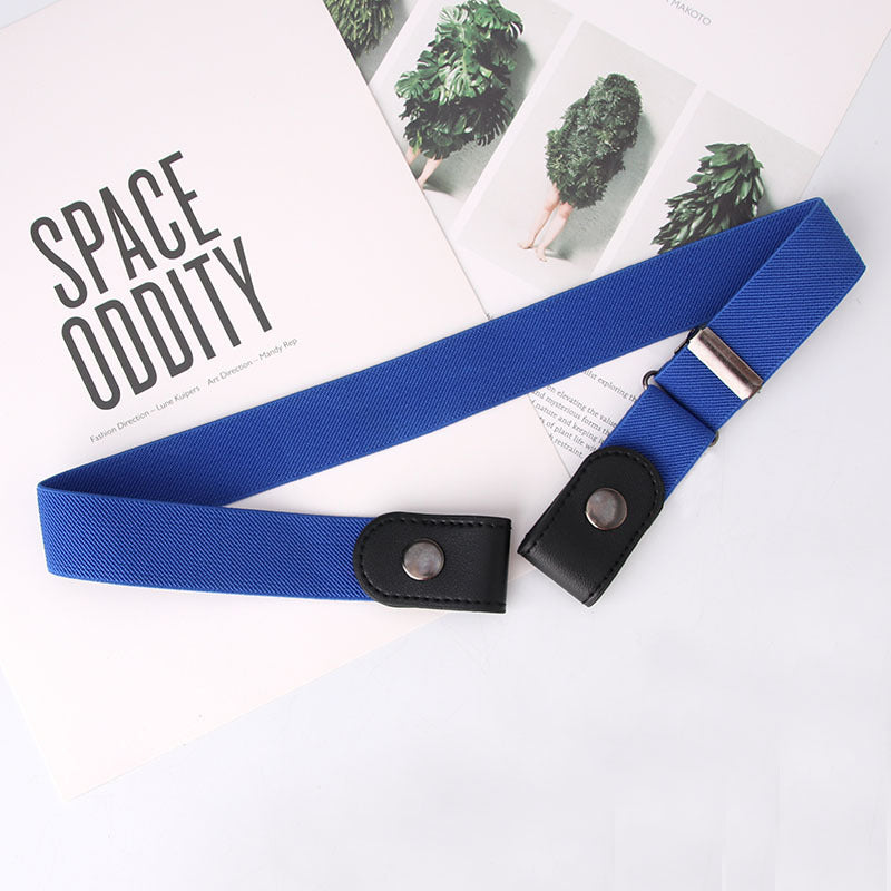 Decorative Lazy Elastic Belt - Invisible Seamless Jeans Belt - Blue