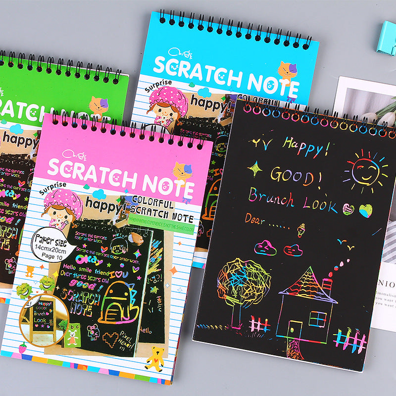 Colorful Scratch Drawing Notepad For Children - Creative DIY Black Pages Graffiti Notebook