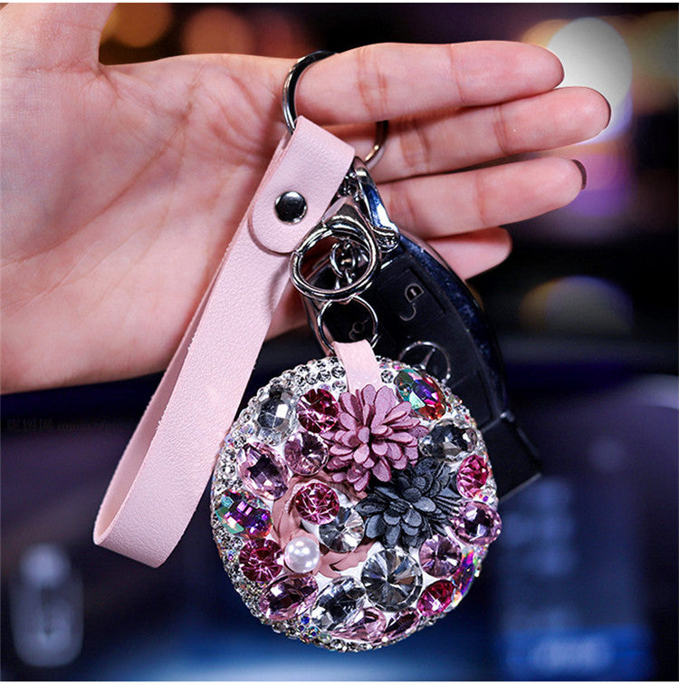 Key Chain Decorative Crystal Mirror -  Handbag Pendant Key Ring - Keychain Pendant  ( One Piece )