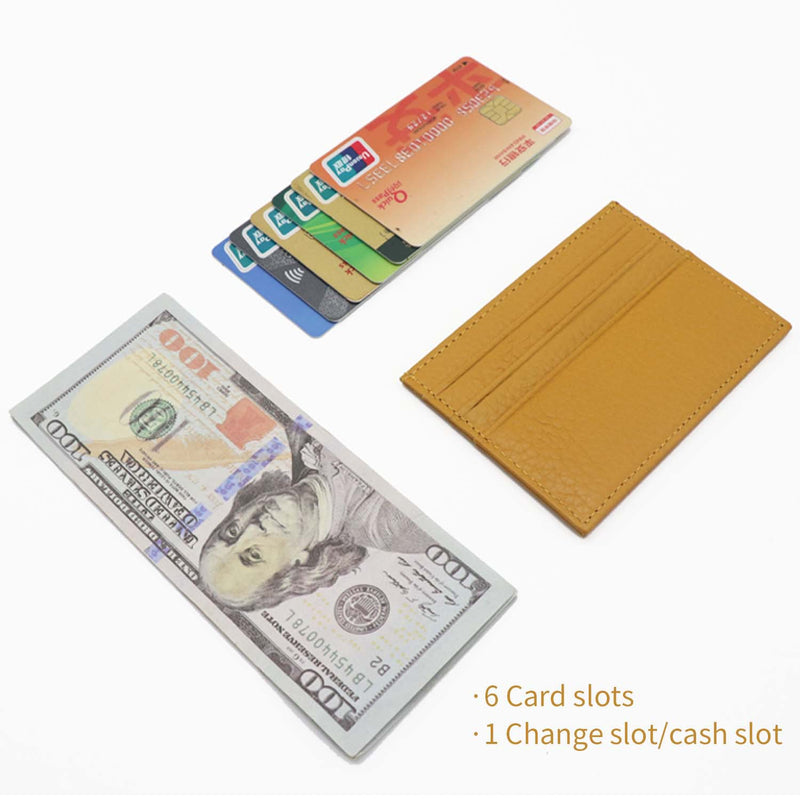 Leather Card Holder ID Holder - Antimagnetic Top Cowhide - Slim Card Holder with Multiple Card Slots