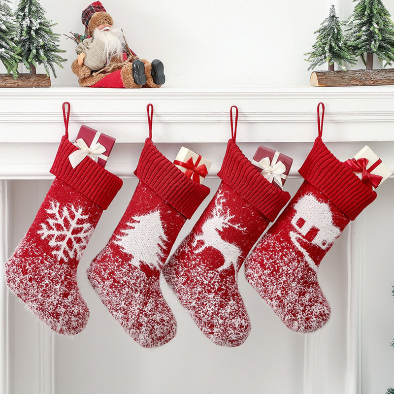 Christmas Socks - Fleece Knitted Socks - 19 * 42 cm - Stocking Christmas Tree Ornaments Decoration - Gift Card Bags Holders - Holiday Party Decoration