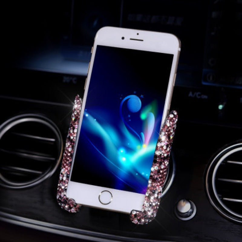 Bling Car Phone Holder - Mini Car Dash Air Vent Automatic Phone Mount - Universal 360°Adjustable Crystal Auto Car Stand Phone Holder - Car Accessories for Women and Girls