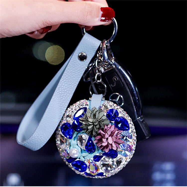 Key Chain Decorative Crystal Mirror -  Handbag Pendant Key Ring - Keychain Pendant  ( One Piece )