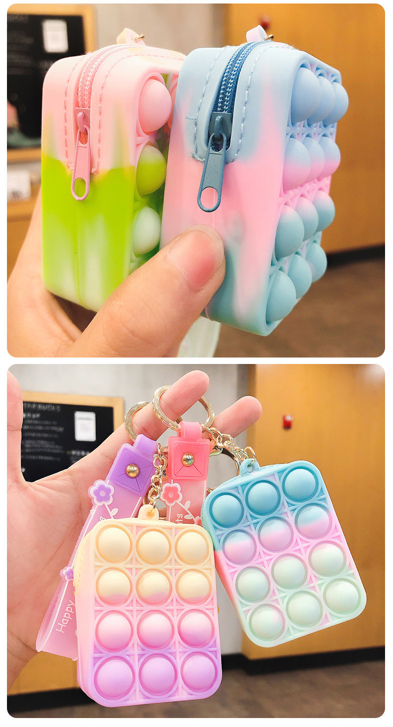 Creative Gradient Colorful Decompression Coin Purse - Key Chain - Pop It Toy