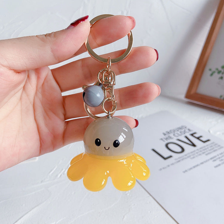 Induction Flash Octopus Figure Keychain - Cute Contrast Color Keychain Bag Pendant - Acrylic