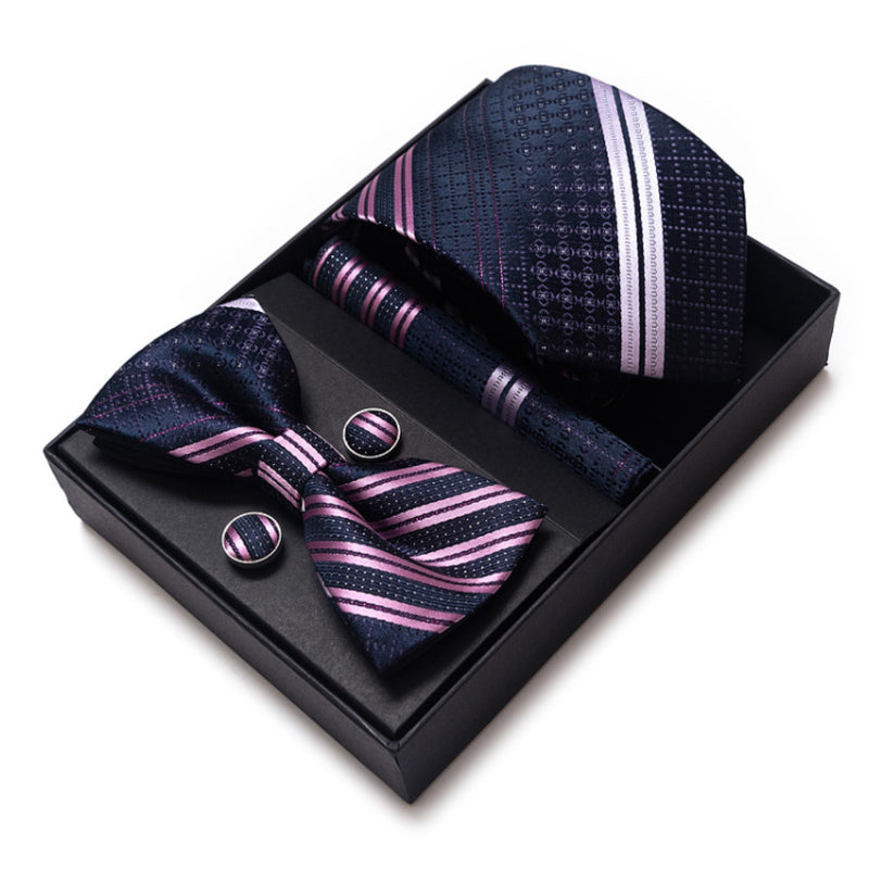 Four-piece Tie Set - New Style - Business Suit Tie for Men - Rayon - Includes Casual Tie , Bow Tie , Scarf , Cufflinks