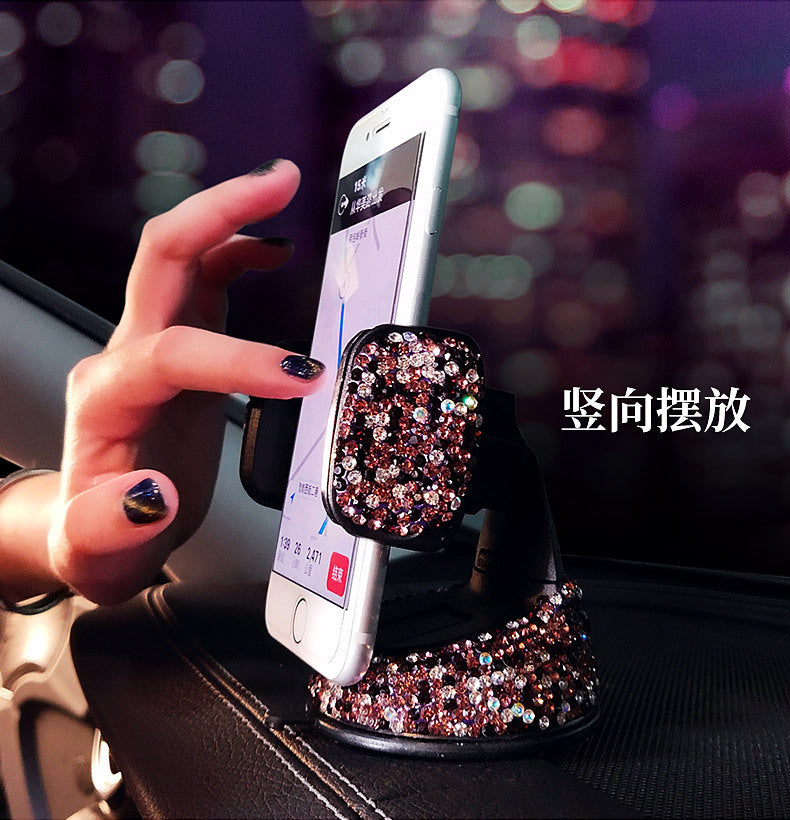 Bling Car Phone Holder -  360°Adjustable Crystal Auto Phone Mount Universal Rhinestone Car Stand Phone Holder - Car Accessories for Windshield Dashboard and Air Outlet