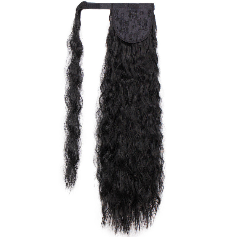 European and American Long Curly Wigs - Corn Perm Velcro Hair Extensions - Ponytail Chemical Fiber Wigs