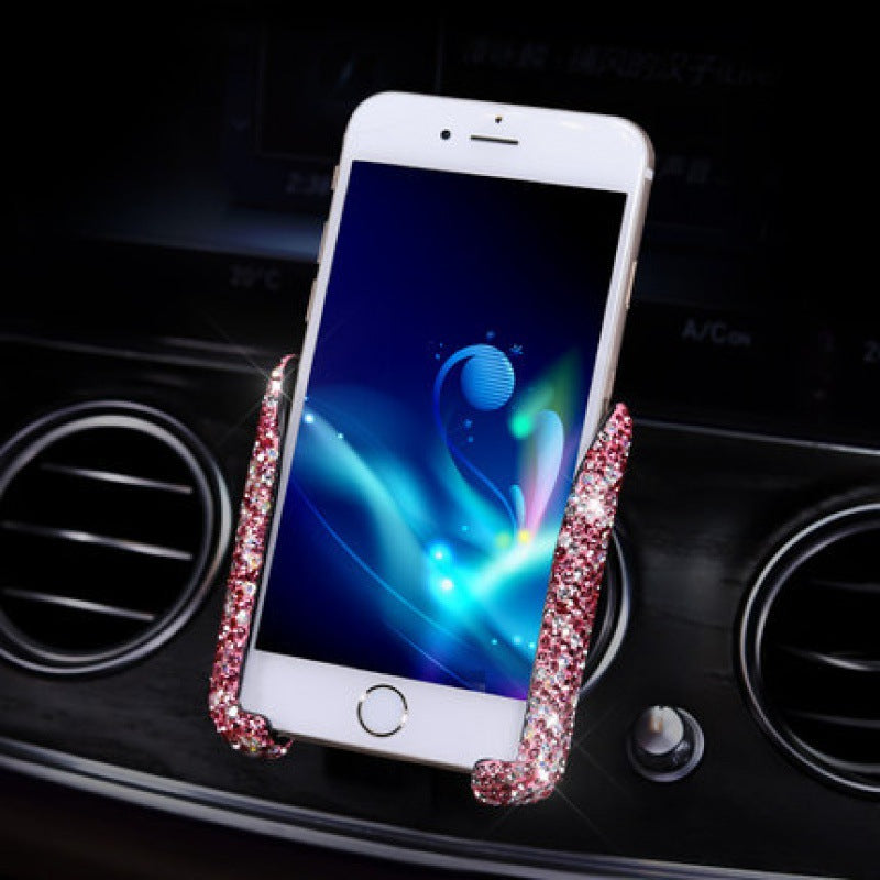 Bling Car Phone Holder - Mini Car Dash Air Vent Automatic Phone Mount - Universal 360°Adjustable Crystal Auto Car Stand Phone Holder - Car Accessories for Women and Girls