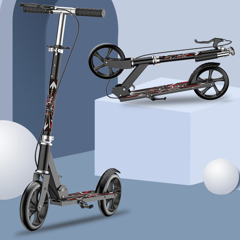 Scooters for Adults Teens - Kick Scooter with Adjustable Height Dual Suspension - 8 inches Big Wheels Scooter - Smooth Ride Commuter Scooter - Best Gift for Kids Age 10 Up