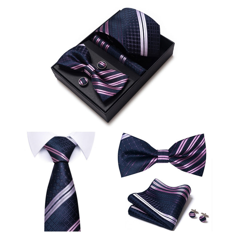 Four-piece Tie Set - New Style - Business Suit Tie for Men - Rayon - Includes Casual Tie , Bow Tie , Scarf , Cufflinks