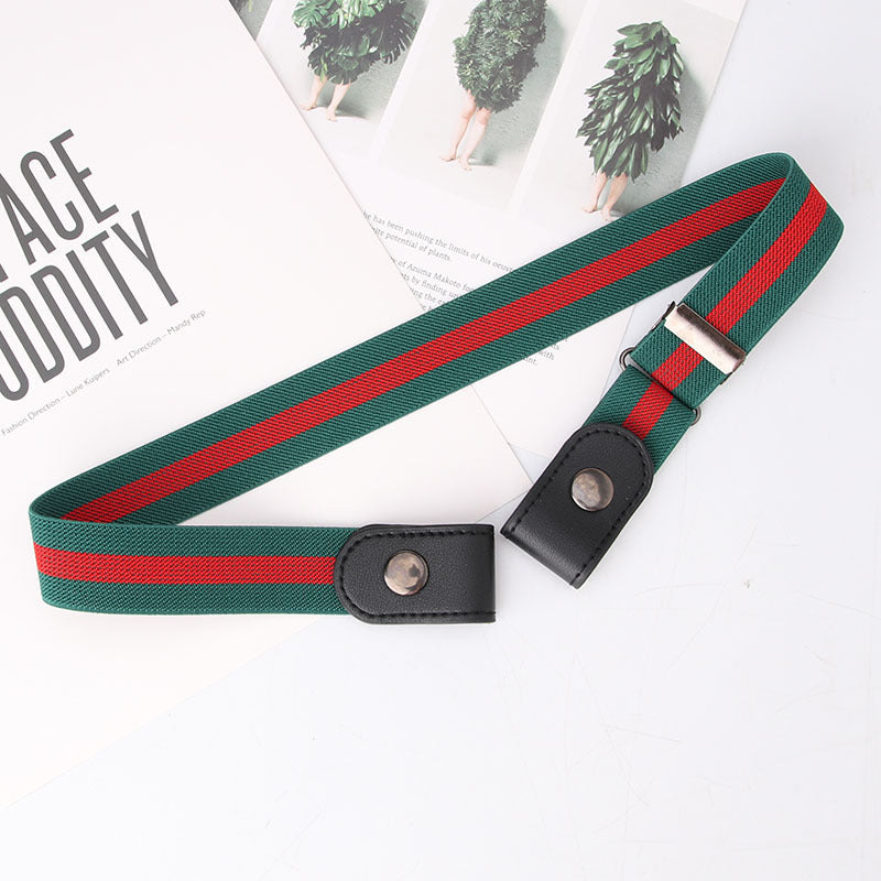 Decorative Lazy Elastic Belt - Invisible Seamless Jeans Belt - Green and Red