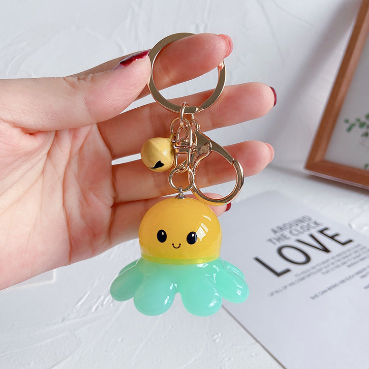 Induction Flash Octopus Figure Keychain - Cute Contrast Color Keychain Bag Pendant - Acrylic