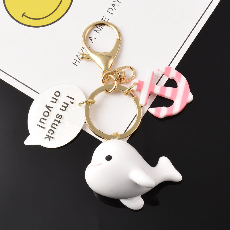 Cartoon Whale Couple Key Chain - Car Key Chain - Creative Girl Bag Pendant