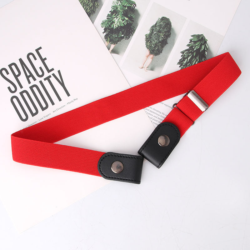 Decorative Lazy Elastic Belt - Invisible Seamless Jeans Belt - Red