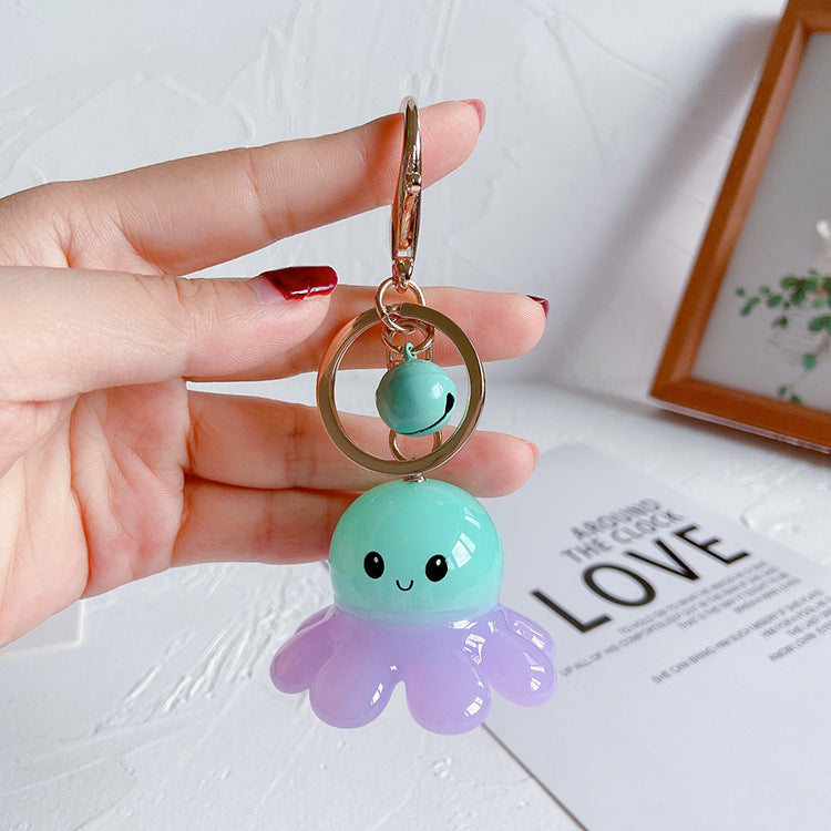 Induction Flash Octopus Figure Keychain - Cute Contrast Color Keychain Bag Pendant - Acrylic