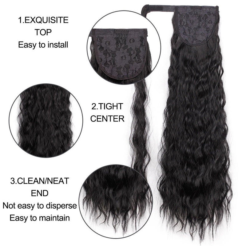 European and American Long Curly Wigs - Corn Perm Velcro Hair Extensions - Ponytail Chemical Fiber Wigs