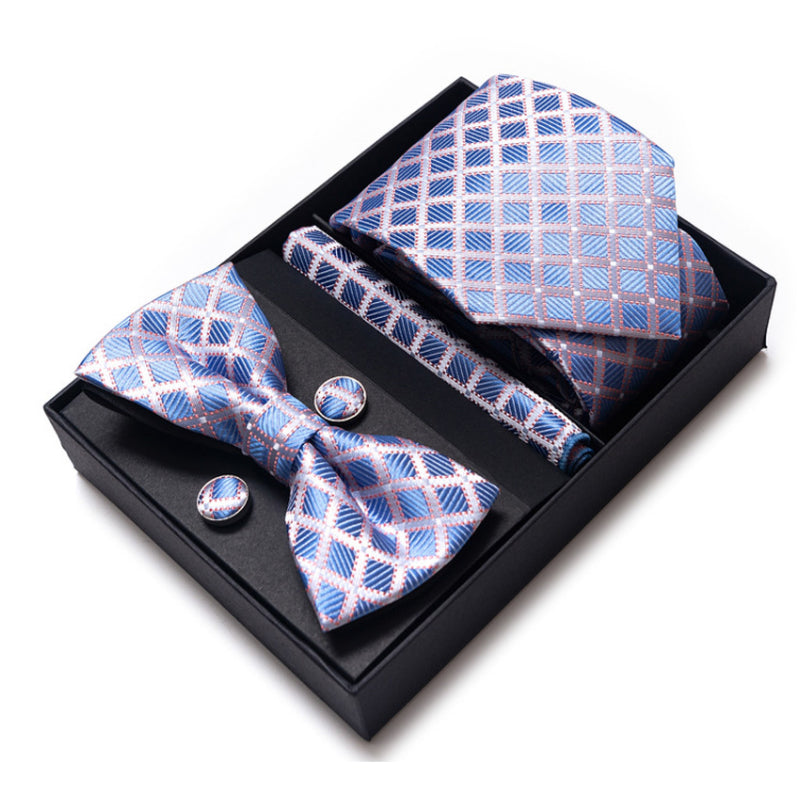 Four-piece Tie Set - New Style - Business Suit Tie for Men - Rayon - Includes Casual Tie , Bow Tie , Scarf , Cufflinks