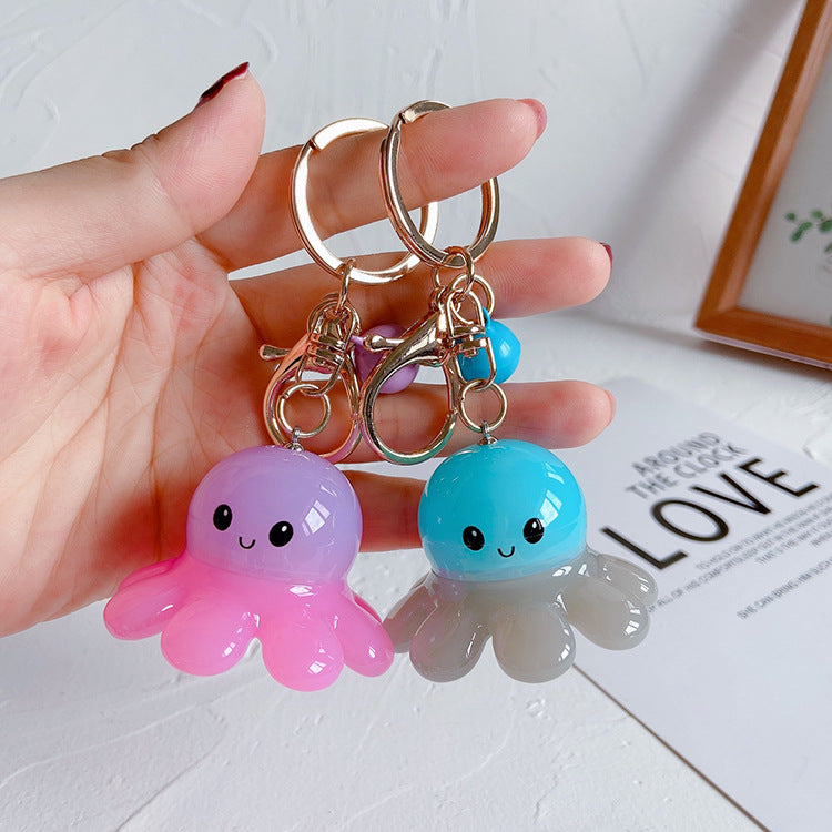 Induction Flash Octopus Figure Keychain - Cute Contrast Color Keychain Bag Pendant - Acrylic