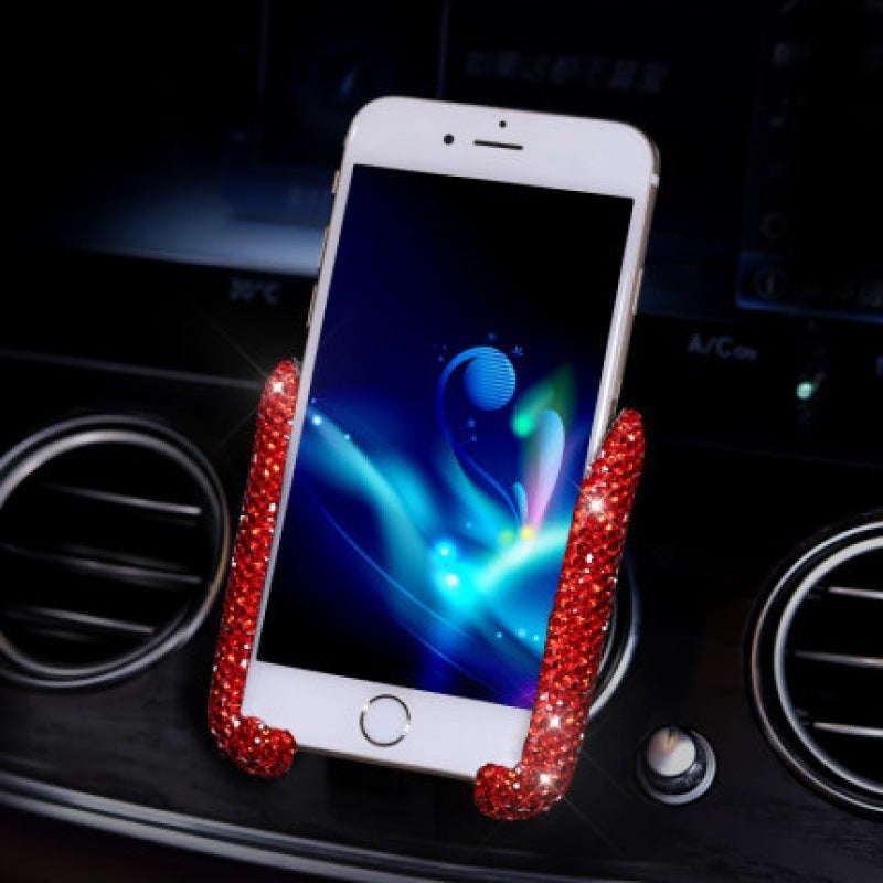 Bling Car Phone Holder - Mini Car Dash Air Vent Automatic Phone Mount - Universal 360°Adjustable Crystal Auto Car Stand Phone Holder - Car Accessories for Women and Girls