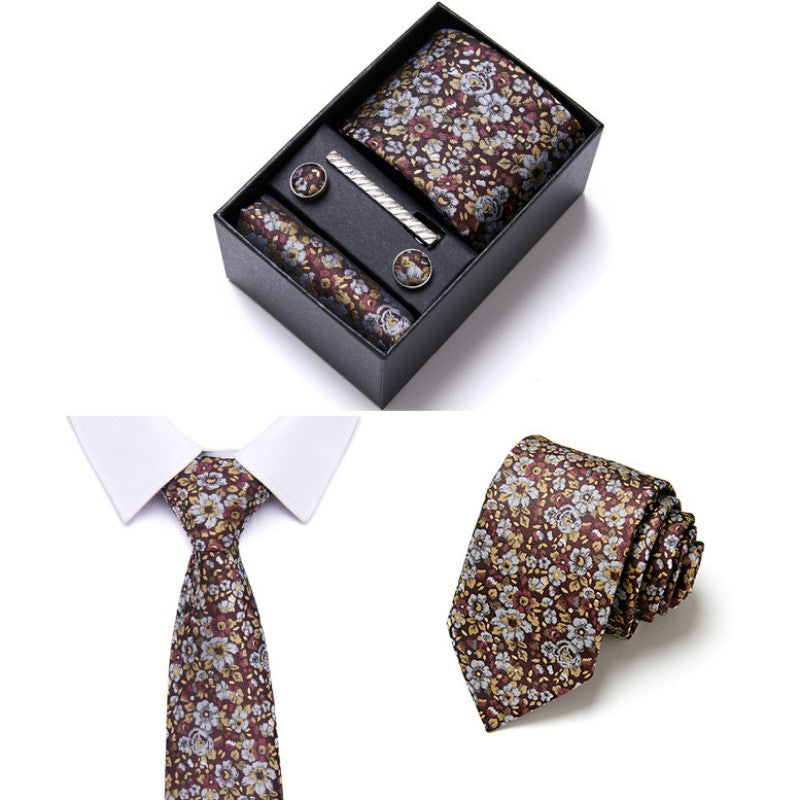 Four-piece Tie Set - Summer New Style - Business Suit Tie for Men - Wedding - Rayon - Includes Tie , Scarf , Cufflinks , Tie Clip