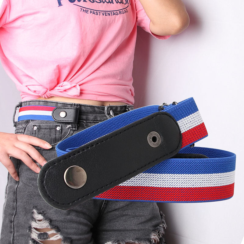 Decorative Lazy Elastic Belt - Invisible Seamless Jeans Belt - Green and Red