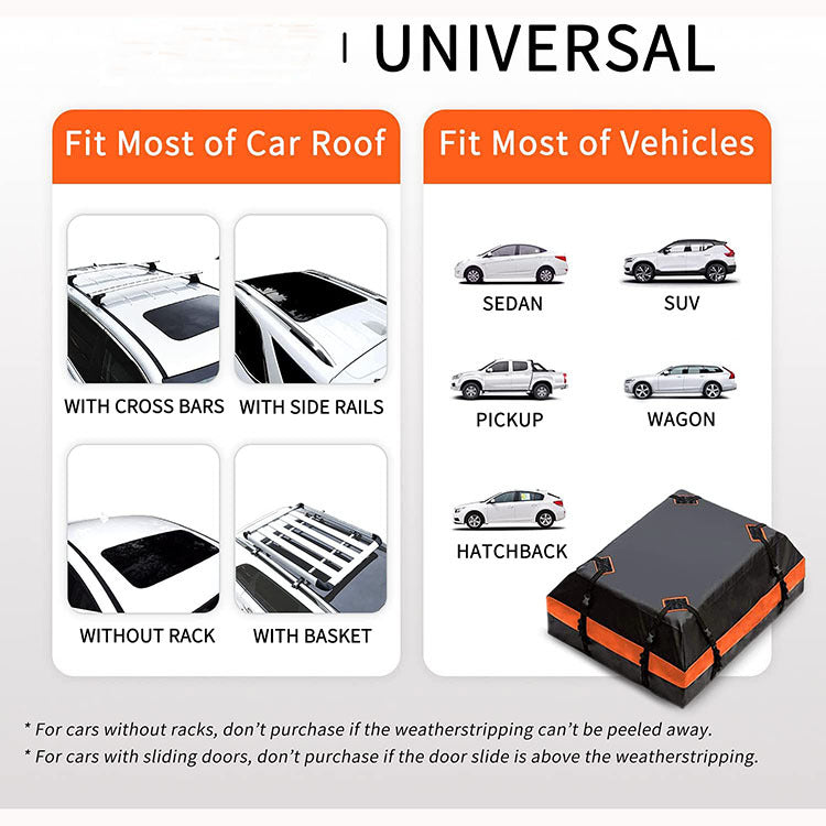 Car Roof Bag Rooftop top Cargo Carrier Bag Waterproof 15 Cubic feet for All Cars with/Without Rack - Includes Anti-Slip Mat - 8 Reinforced Straps - 6 Door Hooks - Luggage Lock