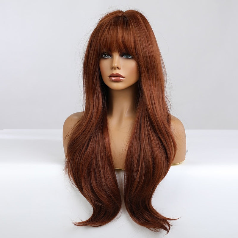 Wig Air Bangs-Big Wave Long Curly Hair-European Style Wig-Women&