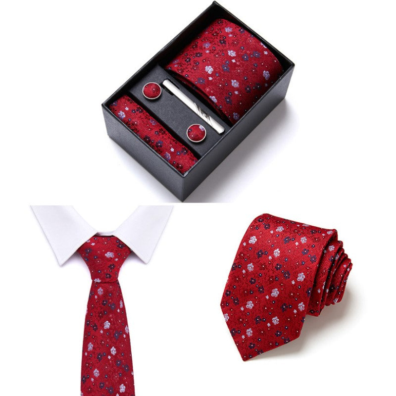 Four-piece Tie Set - Summer New Style - Business Suit Tie for Men - Wedding - Rayon - Includes Tie , Scarf , Cufflinks , Tie Clip