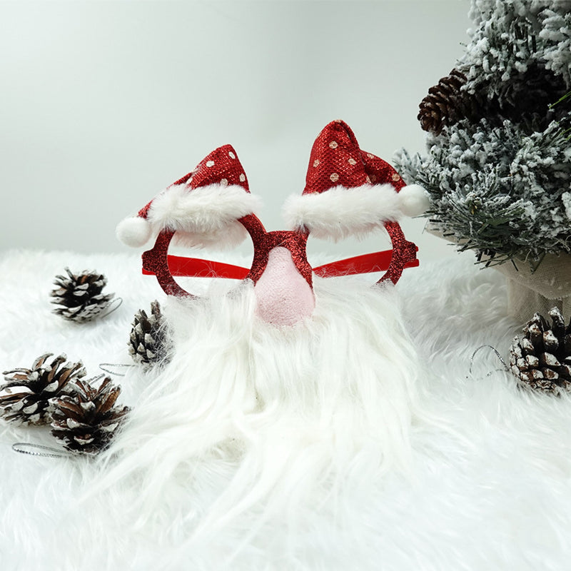 Christmas Glasses - Santa Glasses - Snowflake Beard - Christmas Hat - Red Nose