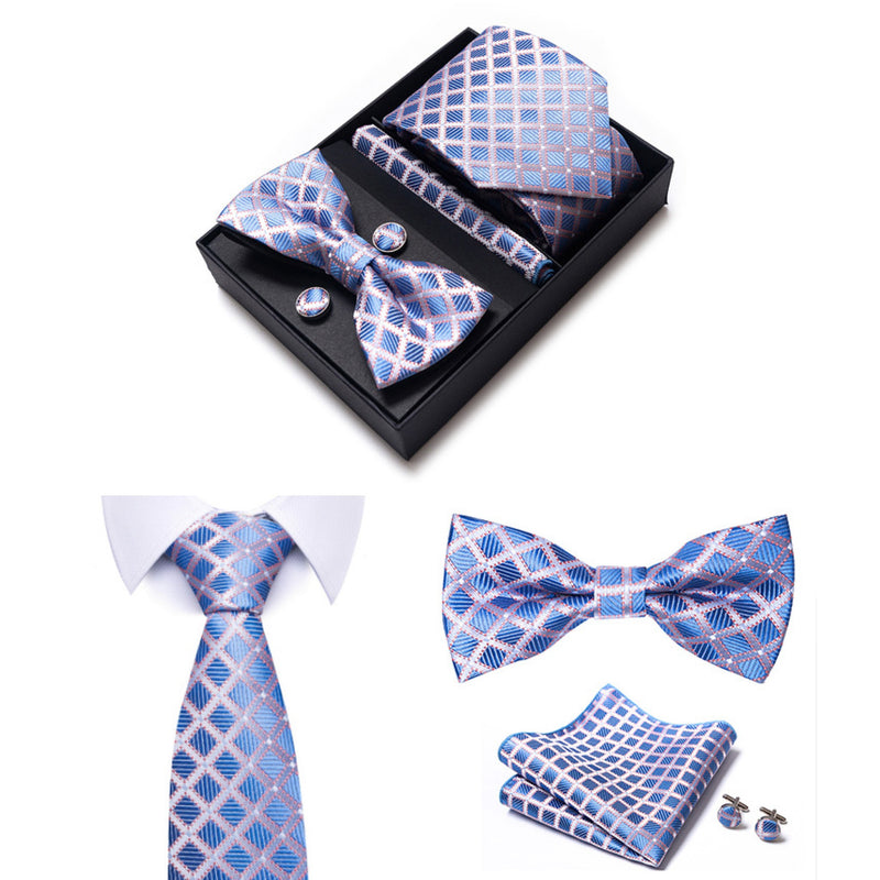 Four-piece Tie Set - New Style - Business Suit Tie for Men - Rayon - Includes Casual Tie , Bow Tie , Scarf , Cufflinks