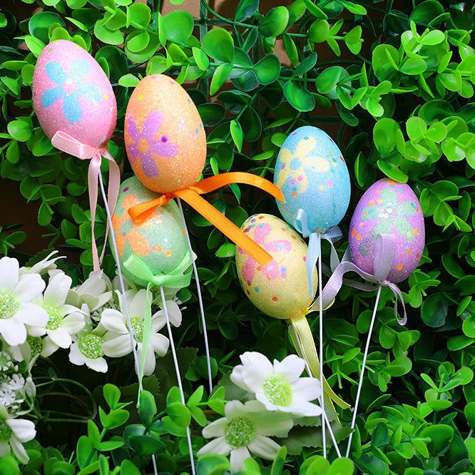 Easter Products - Easter Decorations - Easter Eggs 6 Pcs with Stick  B