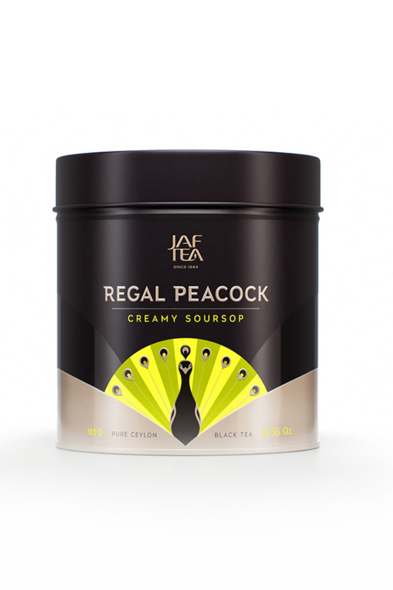 JAF TEA - Regal Peacock - Creamy Soursop - Flavoured Whole Leaf Black Tea - 180g Metal Tin