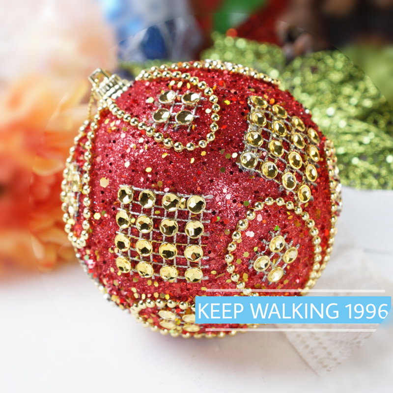 Christmas Balls Ornaments - 1 Pc Beautiful Ball Flower & Lozenge Style for Xmas Tree Decorations - 80 mm