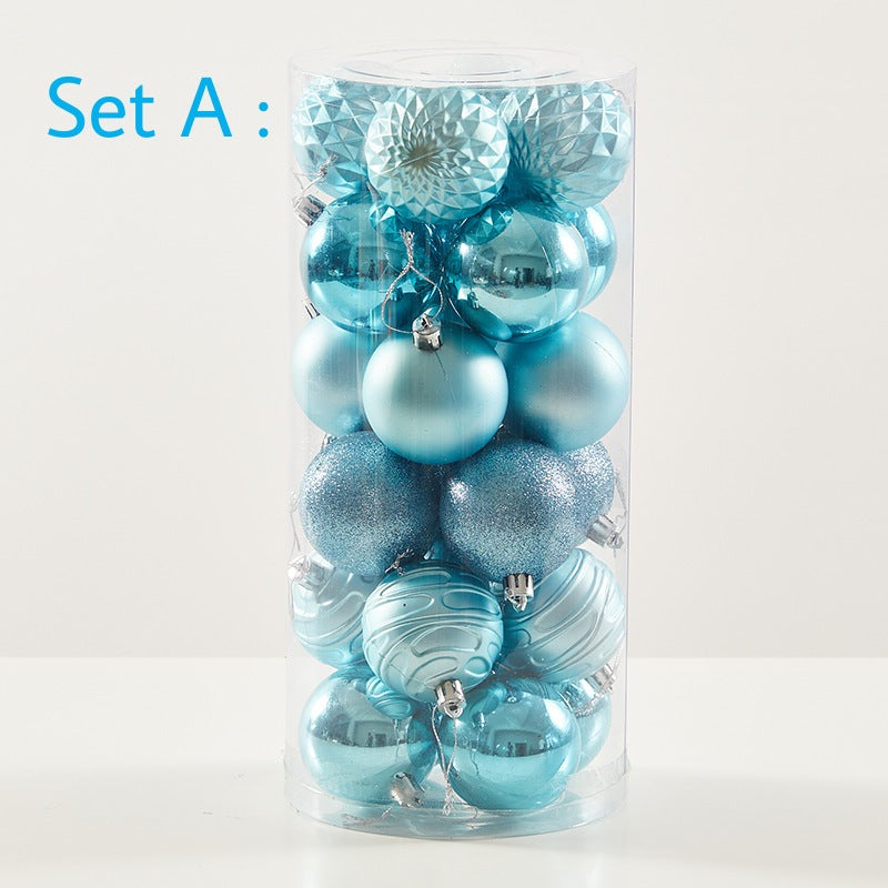 Christmas Balls Ornaments - 24 Pcs Balls in PVC Bucket Wrapping for Xmas Tree Decorations - 60 mm