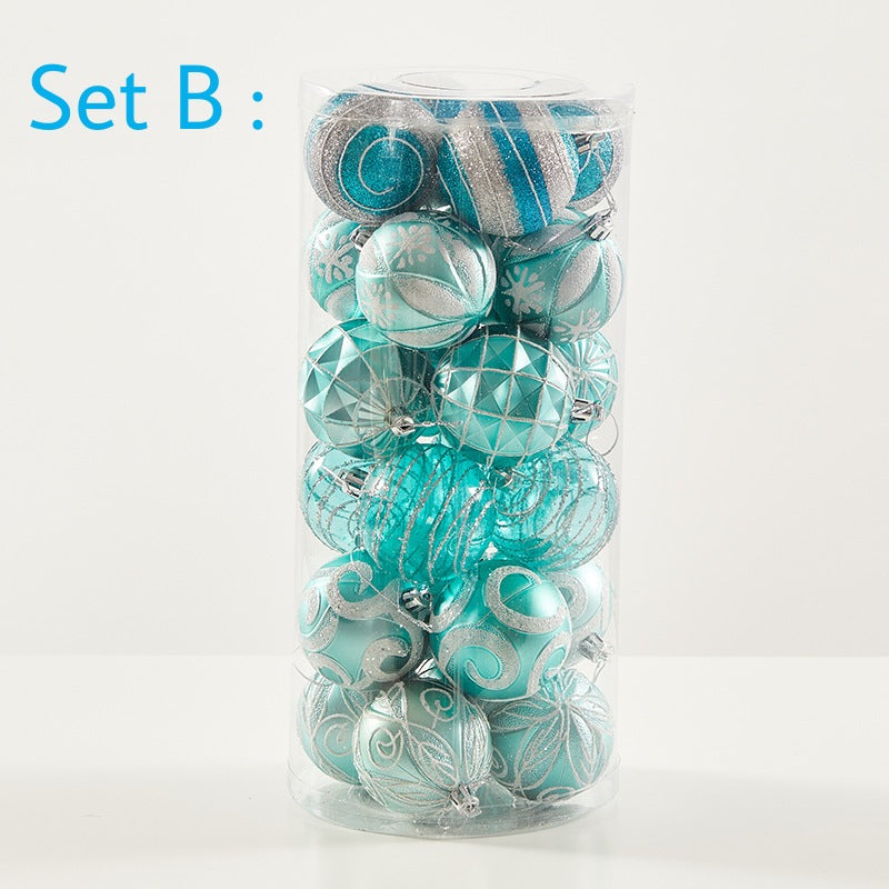 Christmas Balls Ornaments - 24 Pcs Balls in PVC Bucket Wrapping for Xmas Tree Decorations - 60 mm